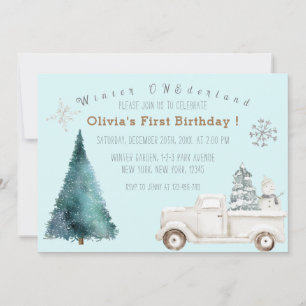 Winter ONEderland First Birthday Party Invitation