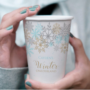 Winter Onederland first birthday Snowflake Napkins Paper Cups