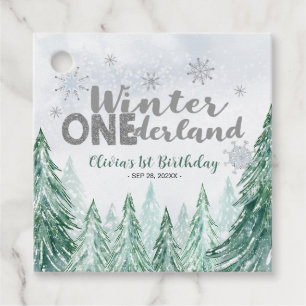 Winter Onederland First Birthday Snowflakes Forest Favour Tags