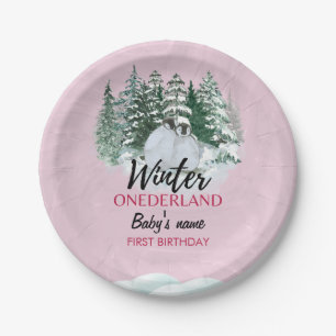 Winter Onederland First Birthday snowy penguin   Paper Plate