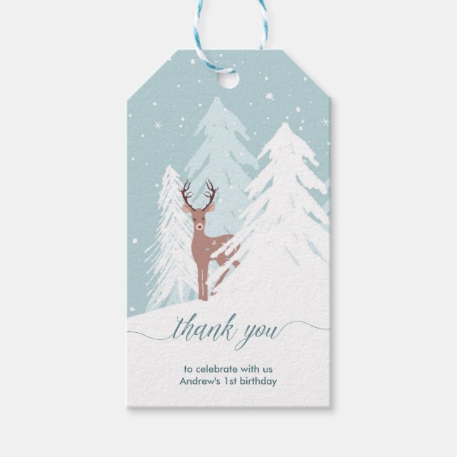 Winter Onederland First Birthday Thank You Tag (Front)