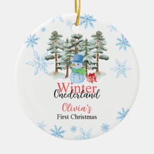 Winter Onederland First Christmas Cute snowman Ceramic Tree Decoration