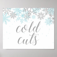 Winter Onederland Food Sign Blue Snowflakes