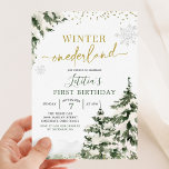 Winter Onederland Forest First Birthday Invitation<br><div class="desc">Winter Onederland Forest First Birthday Invitation</div>