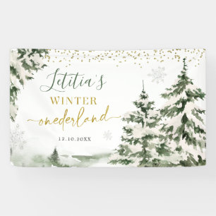 Winter Onederland Forest First Birthday Large Banner