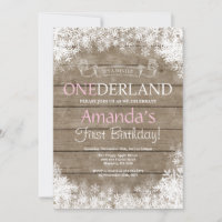 Winter Onederland Girl 1st Birthday Invitation