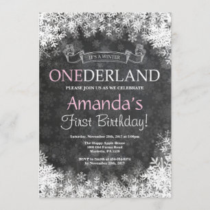 Winter Onederland Girl 1st Birthday Invitation
