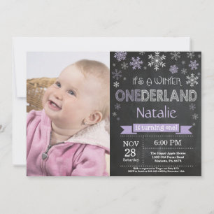 Winter Onederland Girl 1st Birthday Invitation