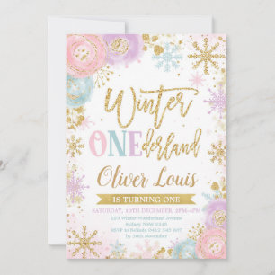 Winter ONEderland Girl 1st Birthday Invitation