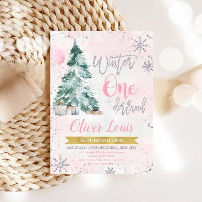 Winter ONEderland Girl 1st Birthday Invitation (Creator Uploaded)