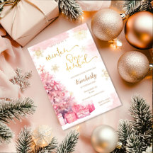 Winter Onederland Girl Pink Gold 1st Birthday