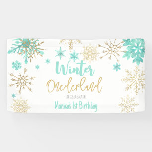 Winter onederland glitter snowflakes birthday banner