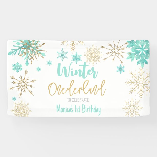 Winter onederland glitter snowflakes birthday banner (Horizontal)