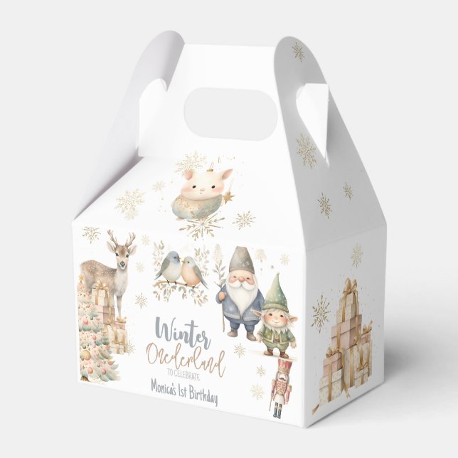 Winter onederland glitter wonderful birthday favour box (Front Side)