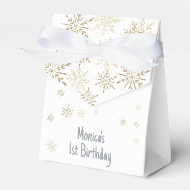 Winter onederland glitter wonderful birthday favour box (Front Side)