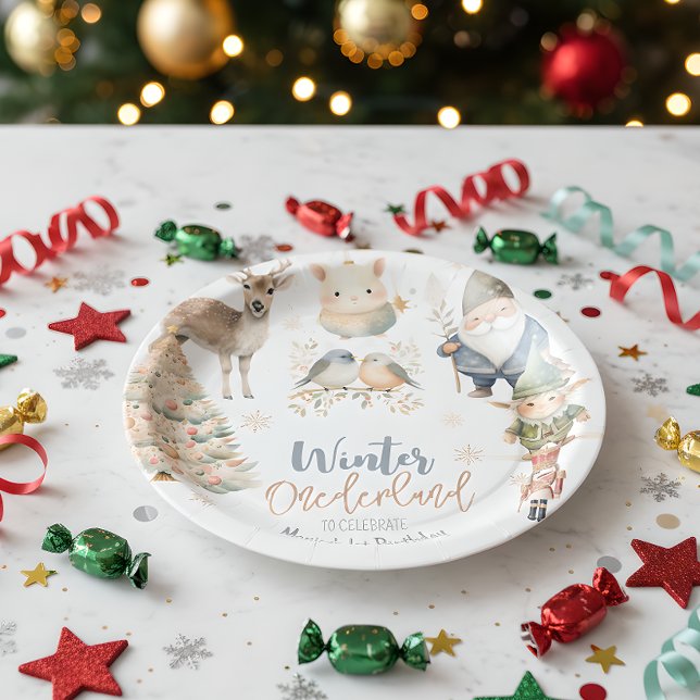 Winter onederland glitter wonderful birthday paper plate (Creator Uploaded)
