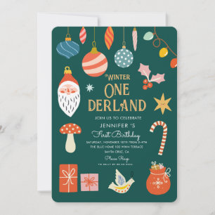 Winter Onederland Holiday First Birthday  Invitation