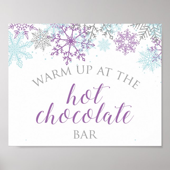 Winter Onederland Hot Chocolate Bar Purple Poster (Front)