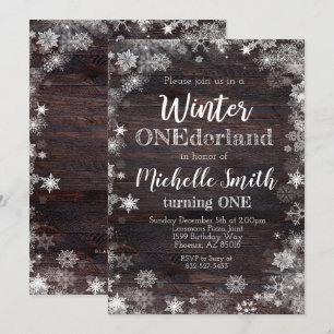 Winter ONEderland Invitation, 1st Birthday, Rustic Invitation