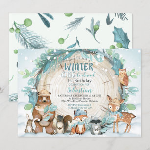 Winter Onederland Invitation Boy Woodland