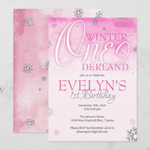 Winter Onederland Invitation for 1st Birthday