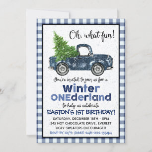 Winter Onederland Invitation   Truck Invitation