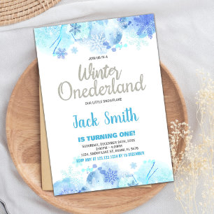 Winter ONEderland  Invitations Snow Silver Glitter