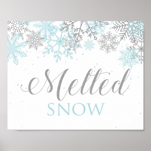 Winter Onederland Melted Snow Blue Silver Poster (Front)