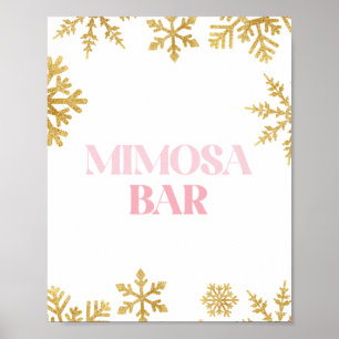 Winter Onederland Mimosa bar sign pink and gold