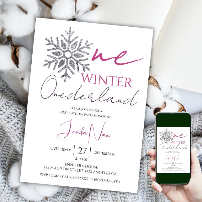 Winter ONEderland | Minimalist Girl 1st Birthday Invitation (Creator Uploaded)