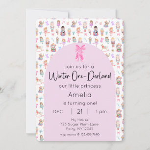 Winter OneDerland Nutcracker 1st Birthday Photo Invitation