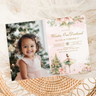Winter Onederland Nutcracker 1st birthday photo Invitation