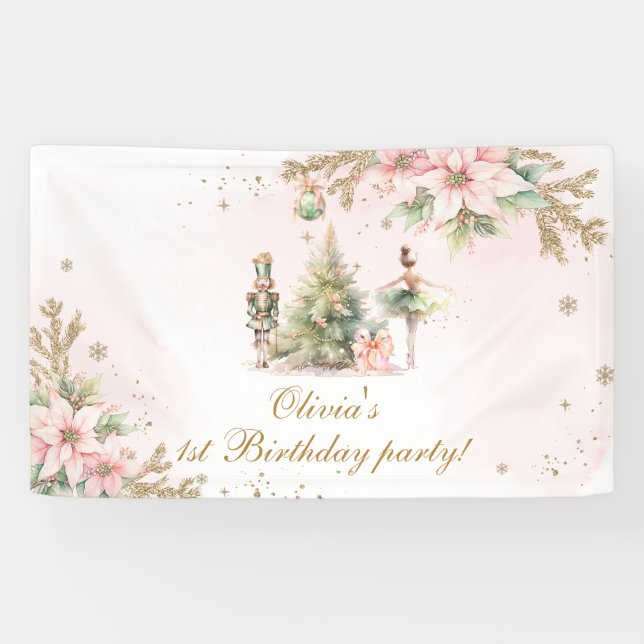 Winter Onederland Nutcracker Birthday party Banner (Horizontal)