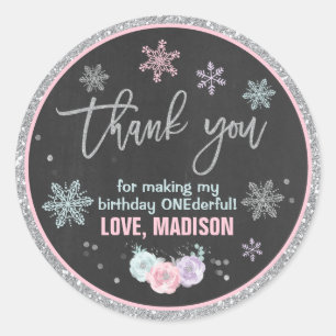 Winter ONEderland Party Favor Tag Sticker Seal