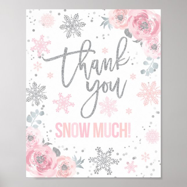 Winter ONEderland Party Thank You Snow Much Sign (Front)