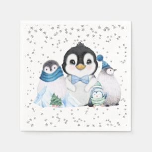 Winter Onederland Penguin Birthday Napkin