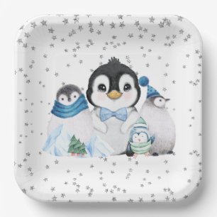 Winter Onederland Penguin Birthday Paper Plate