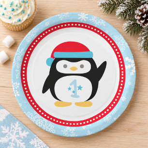 Winter ONEderland Penguin First Birthday Paper Plate