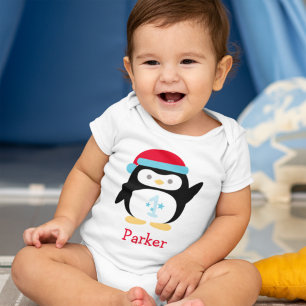 Winter ONEderland Penguin Monogram First Birthday Baby Bodysuit