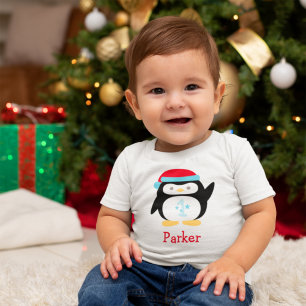 Winter ONEderland Penguin Monogram First Birthday Baby T-Shirt