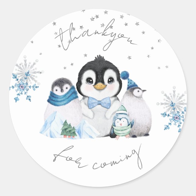 Winter Onederland Penguin Thankyou Sticker (Front)