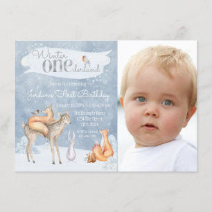 Winter ONEderland Photo 1st Birthday Invitations