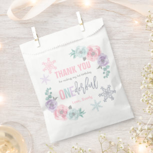 Winter ONEderland Pink And Silver Birthday Party Favour Bags