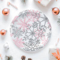 Winter Onederland Pink Silver Snowflake