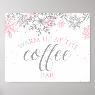 Winter Onederland Pink Snowflake Coffee Bar Sign