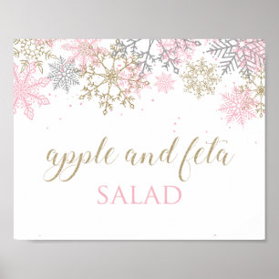 Winter Onederland Pink Snowflake Food Sign 3