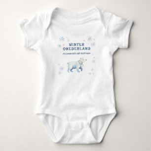 Winter Onederland Polar Bear 1st Birthday Baby Bodysuit