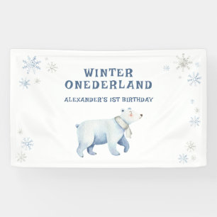 Winter Onederland Polar Bear 1st Birthday  Banner