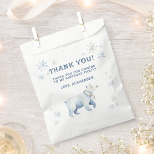 Winter Onederland Polar Bear Birthday Thank You Favour Bags