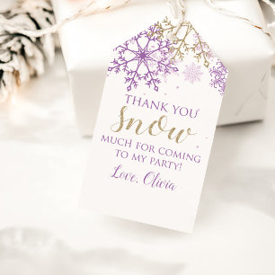 Winter Onederland Purple Gold Snowflake Gift Tags